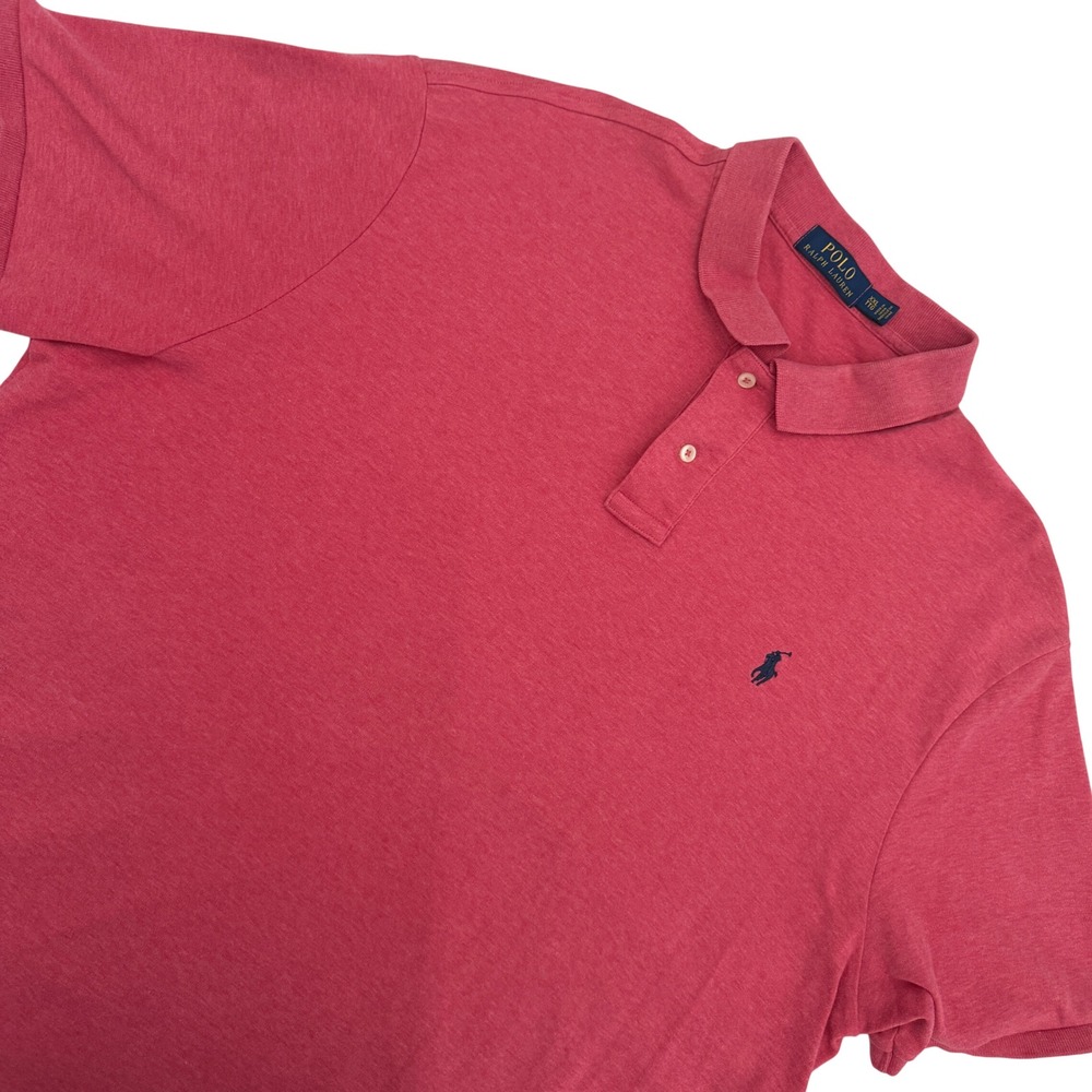 Polo Ralph Lauren Mens XXL Raspberry Red Heather Short Sleeve Cotton Polo Shirt